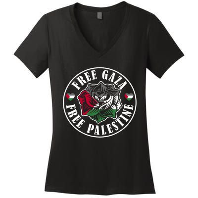 Free Gaza Free Palestine Free Palestine Women's V-Neck T-Shirt