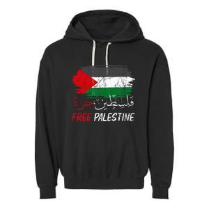 Free Gaza Free Palestine Flag Arabic Human Rights Garment-Dyed Fleece Hoodie