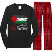 Free Gaza Free Palestine Flag Arabic Human Rights Long Sleeve Pajama Set