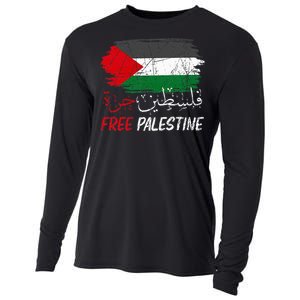 Free Gaza Free Palestine Flag Arabic Human Rights Cooling Performance Long Sleeve Crew