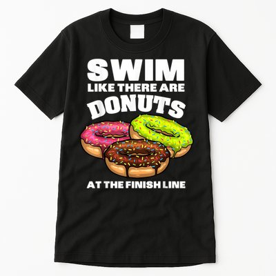 Funny Gift For Swimming Donut Design Men Women Swimmer Sports Athlete Tall T-Shirt