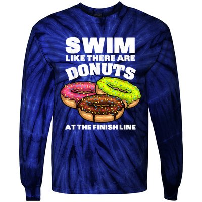 Funny Gift For Swimming Donut Design Men Women Swimmer Sports Athlete Tie-Dye Long Sleeve Shirt