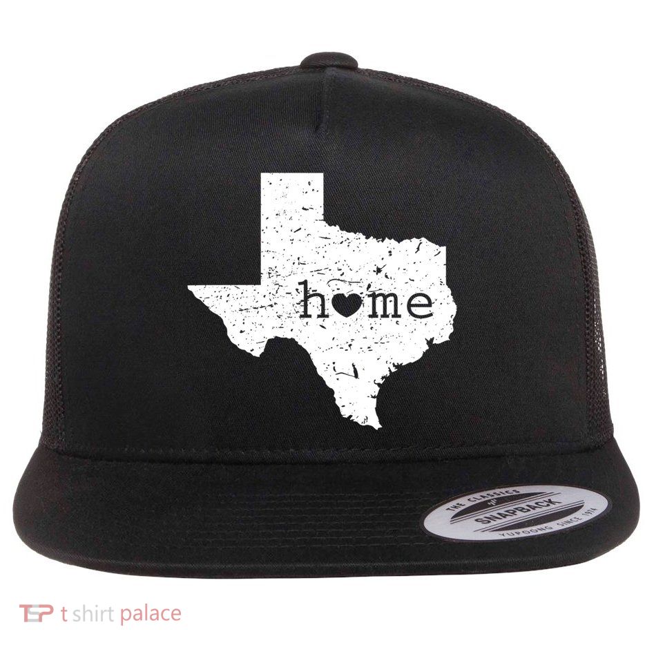Funny Gift For Love State Of Texas Home Heart Texan Flatbill Hat