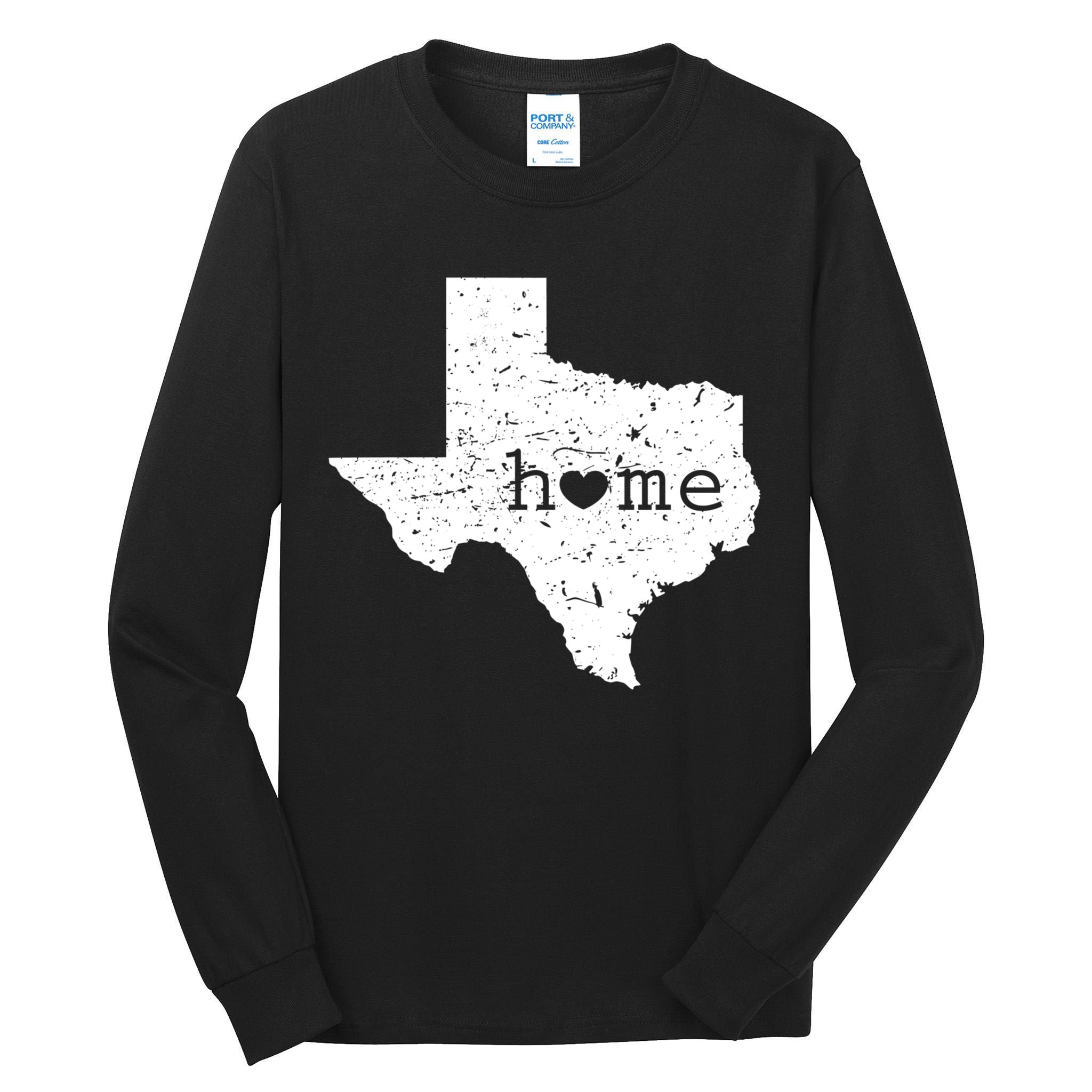 Funny Gift For Love State Of Texas Home Heart Texan Tall Long Sleeve T-Shirt