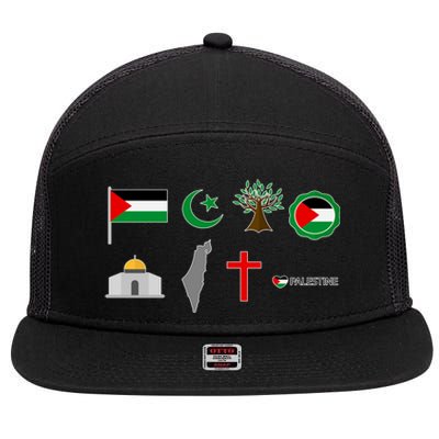 Free Gaza Free Palestine Flag Proud Palestine Save Gaza Gift 7 Panel Mesh Trucker Snapback Hat