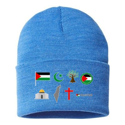 Free Gaza Free Palestine Flag Proud Palestine Save Gaza Gift Sustainable Knit Beanie