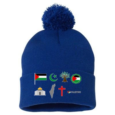 Free Gaza Free Palestine Flag Proud Palestine Save Gaza Gift Pom Pom 12in Knit Beanie