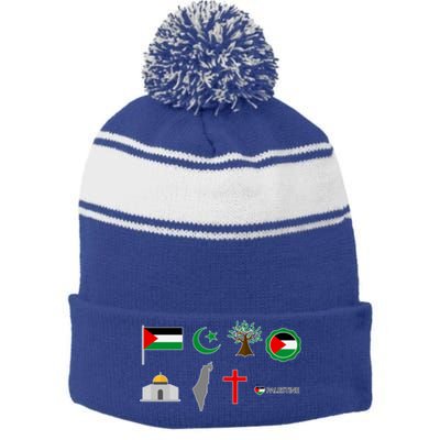 Free Gaza Free Palestine Flag Proud Palestine Save Gaza Gift Stripe Pom Pom Beanie