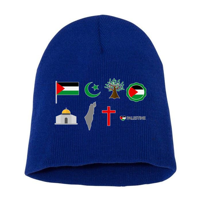 Free Gaza Free Palestine Flag Proud Palestine Save Gaza Gift Short Acrylic Beanie