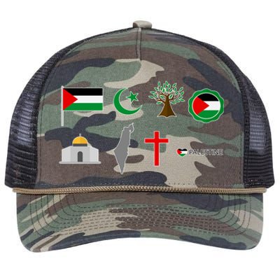 Free Gaza Free Palestine Flag Proud Palestine Save Gaza Gift Retro Rope Trucker Hat Cap