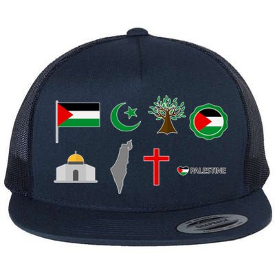 Free Gaza Free Palestine Flag Proud Palestine Save Gaza Gift Flat Bill Trucker Hat