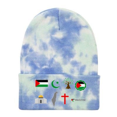 Free Gaza Free Palestine Flag Proud Palestine Save Gaza Gift Tie Dye 12in Knit Beanie