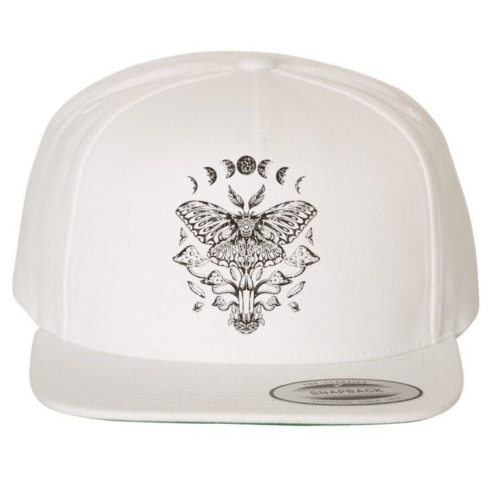 Fairy Grunge Fairycore Aesthetic Goth Luna Moth Mushroom Wool Snapback Cap