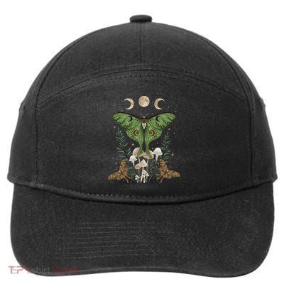 Fairy Grunge Fairycore Aesthetic Goth Luna Moth Mushroom 7-Panel Snapback Hat