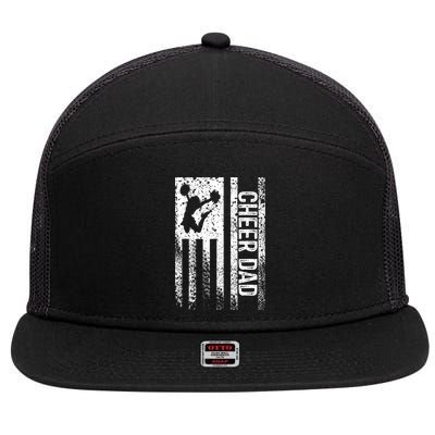Funny Gift For Mens Cheer Dad Vintage American Flag Father Cheerleader Squad 7 Panel Mesh Trucker Snapback Hat