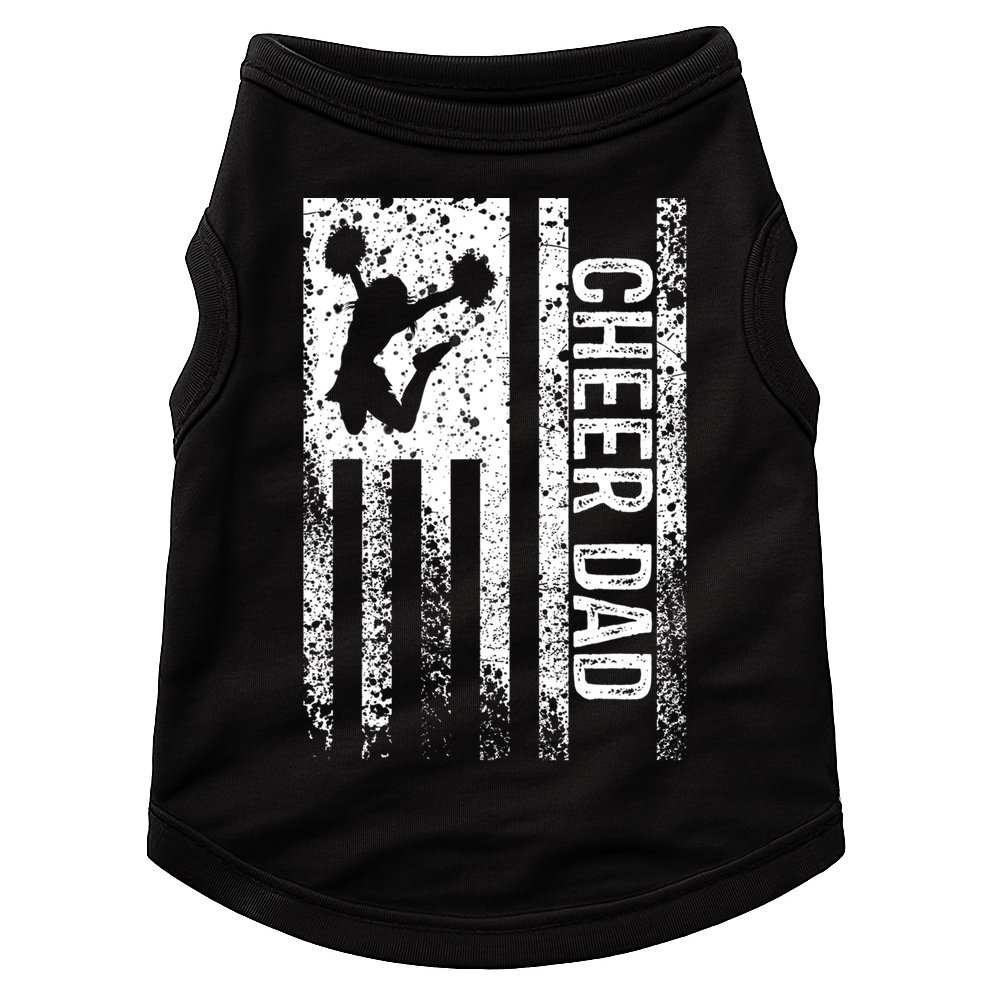 Funny Gift For Mens Cheer Dad Vintage American Flag Father Cheerleader Squad Doggie Tank