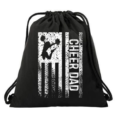 Funny Gift For Mens Cheer Dad Vintage American Flag Father Cheerleader Squad Drawstring Bag