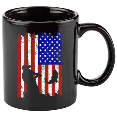 Fishing Gifts For Fisherman American Flag 11oz C Handle Ceramic Mug