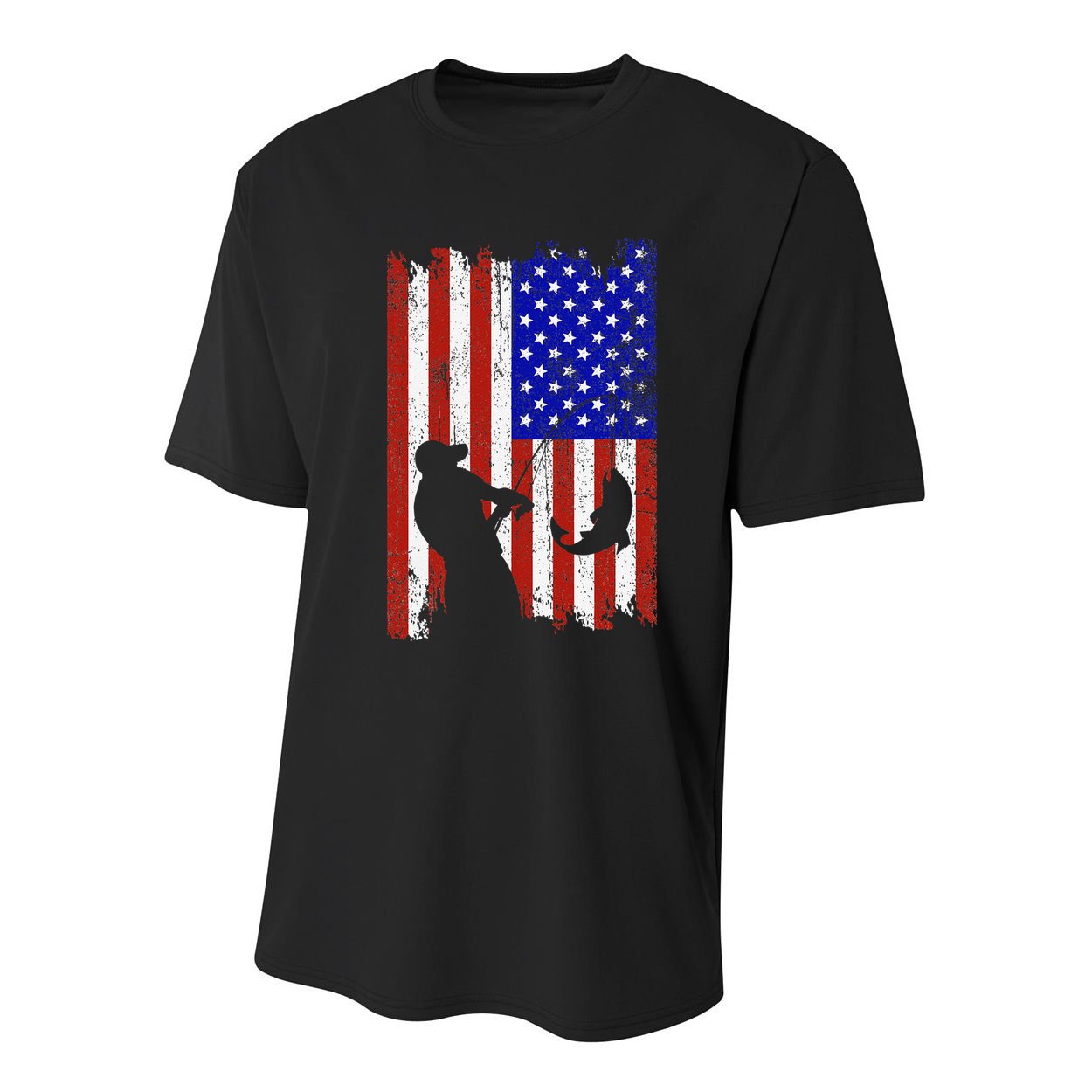 Fishing Gifts For Fisherman American Flag Youth Performance Sprint T-Shirt