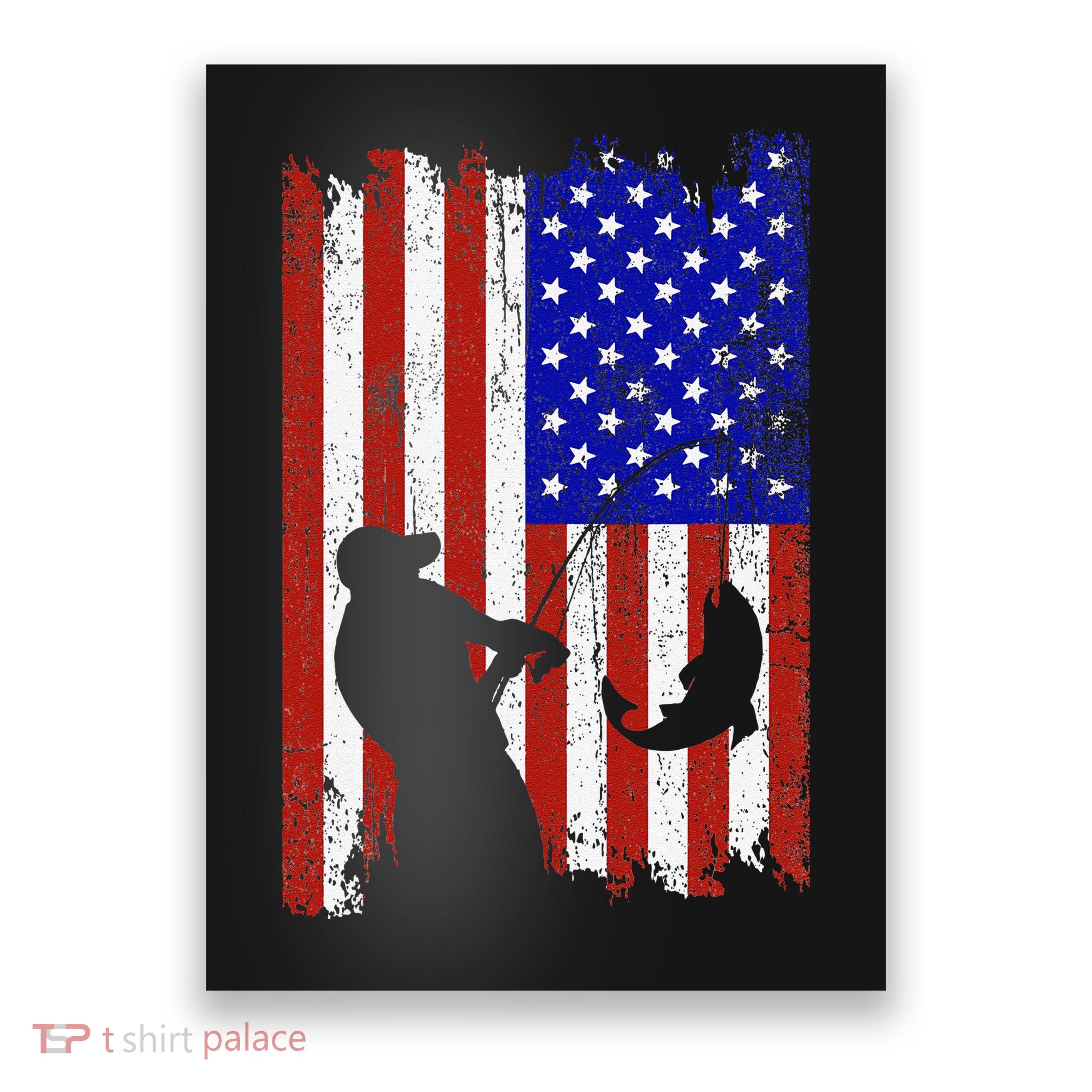 Fishing Gifts For Fisherman American Flag Poster