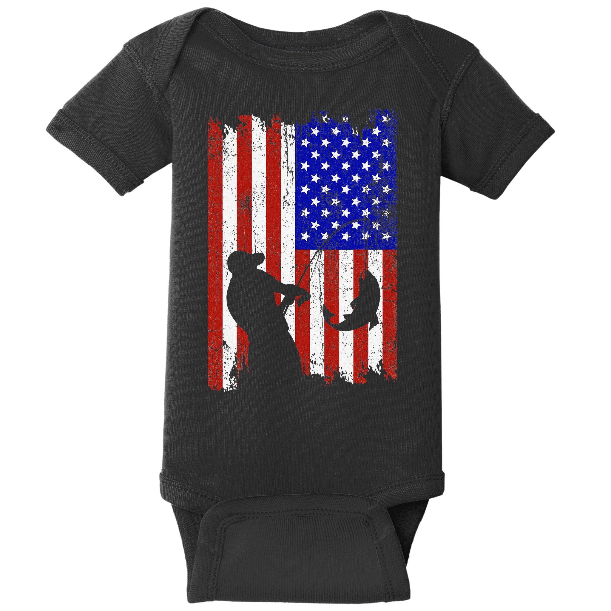 Fishing Gifts For Fisherman American Flag Baby Bodysuit
