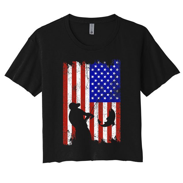 Fishing Gifts For Fisherman American Flag Crop Top