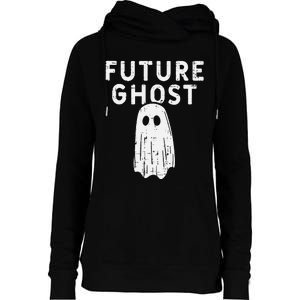 Future Ghost Funny Happy Halloween Costume Womens Funnel Neck Pullover Hood