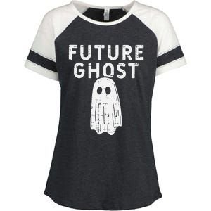 Future Ghost Funny Happy Halloween Costume Enza Ladies Jersey Colorblock Tee