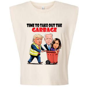 Funny Garbage For Trump 2024 Time To Take Out The Garbage Garment-Dyed Women's Muscle Tee