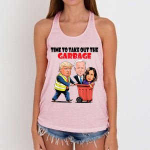 Funny Garbage For Trump 2024 Time To Take Out The Garbage Women's Knotted Racerback Tank