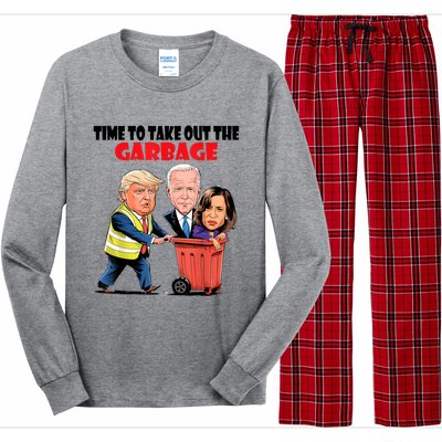 Funny Garbage For Trump 2024 Time To Take Out The Garbage Long Sleeve Pajama Set