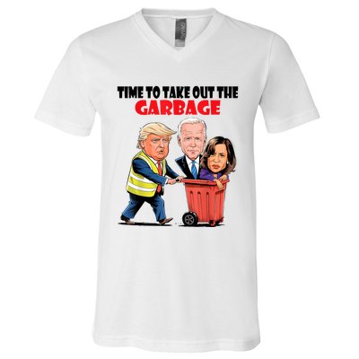 Funny Garbage For Trump 2024 Time To Take Out The Garbage V-Neck T-Shirt