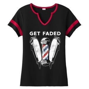 Funny Get Faded Barber Gift For Men Women Cool Hairstylist Ladies Halftime Notch Neck Tee