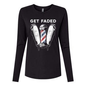 Funny Get Faded Barber Gift For Men Women Cool Hairstylist Womens Cotton Relaxed Long Sleeve T-Shirt