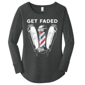 Funny Get Faded Barber Gift For Men Women Cool Hairstylist Women's Perfect Tri Tunic Long Sleeve Shirt