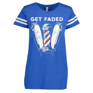 Funny Get Faded Barber Gift For Men Women Cool Hairstylist Enza Ladies Jersey Football T-Shirt