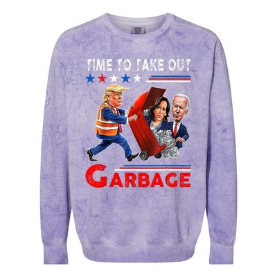 Funny Garbage For Trump 2024 Time To Take Out The Garbage Colorblast Crewneck Sweatshirt