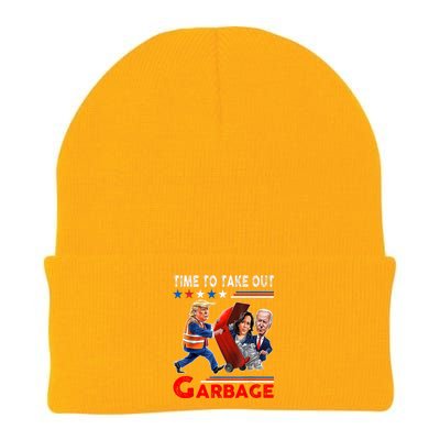 Funny Garbage For Trump 2024 Time To Take Out The Garbage Knit Cap Winter Beanie