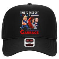 Funny Garbage For Trump 2024 Time To Take Out The Garbage High Crown Mesh Back Trucker Hat