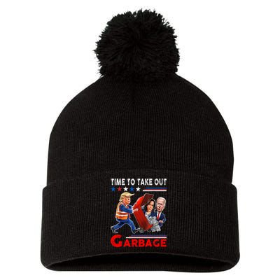 Funny Garbage For Trump 2024 Time To Take Out The Garbage Pom Pom 12in Knit Beanie