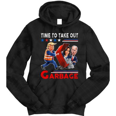 Funny Garbage For Trump 2024 Time To Take Out The Garbage Tie Dye Hoodie