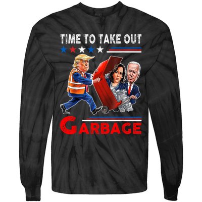 Funny Garbage For Trump 2024 Time To Take Out The Garbage Tie-Dye Long Sleeve Shirt