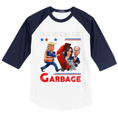 Funny Garbage For Trump 2024 Time To Take Out The Garbage Baseball Sleeve Shirt