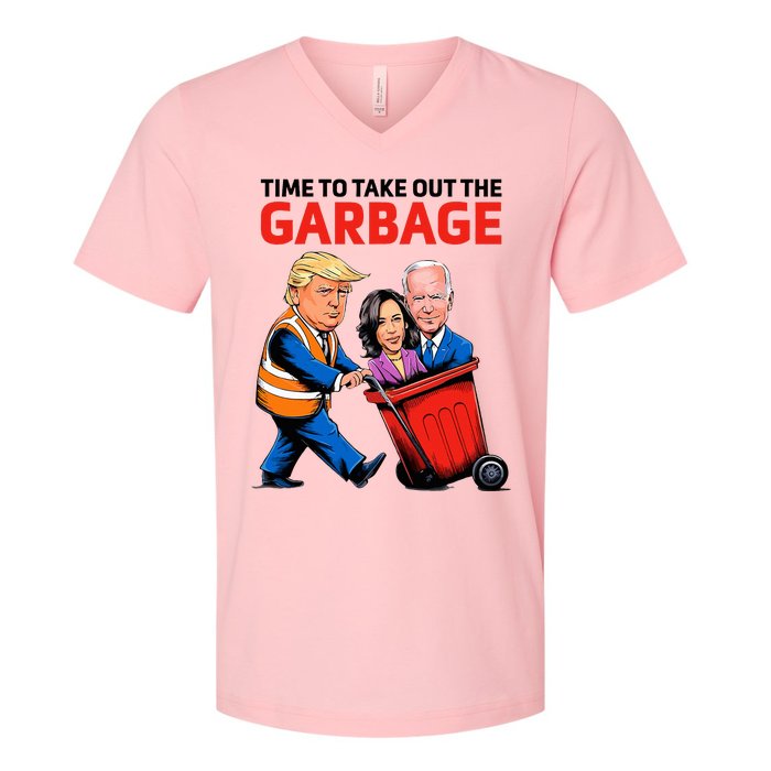 Funny Garbage For Trump 2024 V-Neck T-Shirt