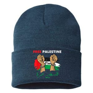 Free Gaza Free Palestine Flag Arabic Human Rights Sustainable Knit Beanie