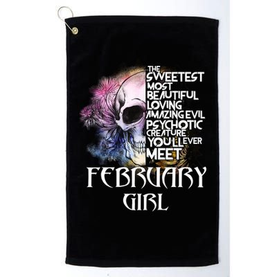 February Girl Funny Birthday Skull Woman Golf Towel