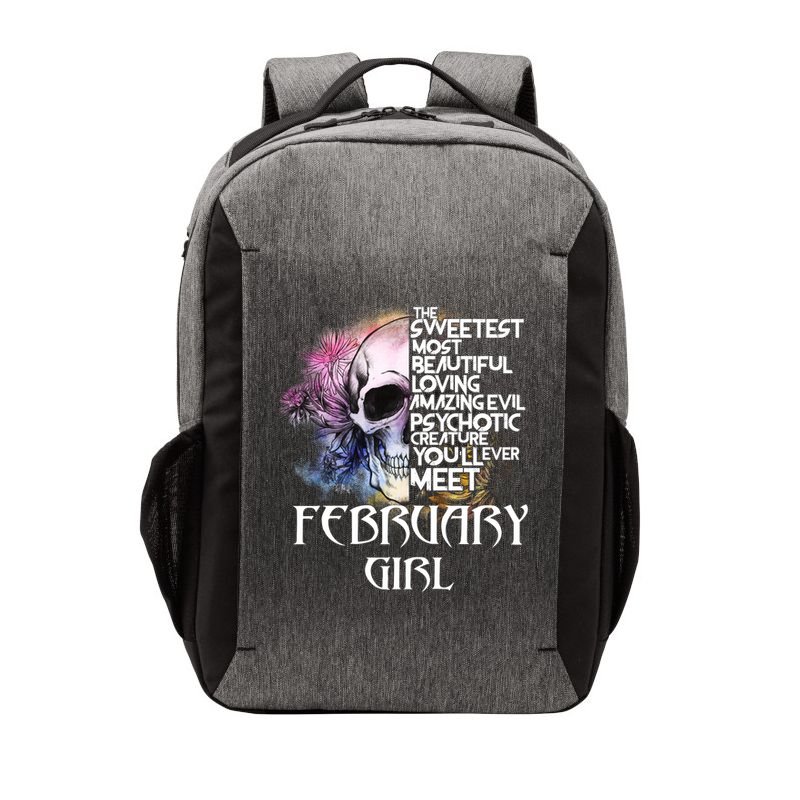 February Girl Funny Birthday Skull Woman Vector Backpack