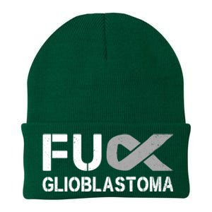 Fuck Glioblastoma Fu Cancer Awareness Ribbon Warrior Fighter Meaningful Gift Knit Cap Winter Beanie