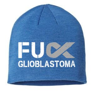 Fuck Glioblastoma Fu Cancer Awareness Ribbon Warrior Fighter Meaningful Gift Sustainable Beanie