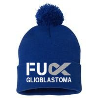 Fuck Glioblastoma Fu Cancer Awareness Ribbon Warrior Fighter Meaningful Gift Pom Pom 12in Knit Beanie